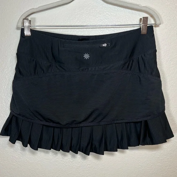 Athleta Women’s Good Match Skort Black Pleated Pocket Skirt Shorts M Tennis Logo - Picture 14 of 15